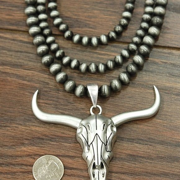 Steer Skull Cow Navajo Pearl Necklace IT'S BACK!! - Picture 5 of 5